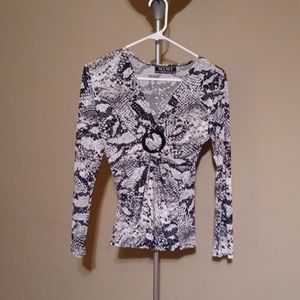 Black and white long sleeve blouse